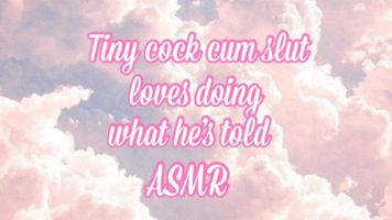 Tiny cock cum slut loves doing what hes told